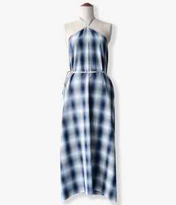 PHEENY/RAYON OMBRE CHECK APRON DRESS(BLUE)