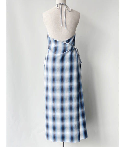 PHEENY/RAYON OMBRE CHECK APRON DRESS(BLUE)