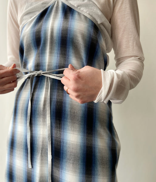 PHEENY/RAYON OMBRE CHECK APRON DRESS(BLUE)