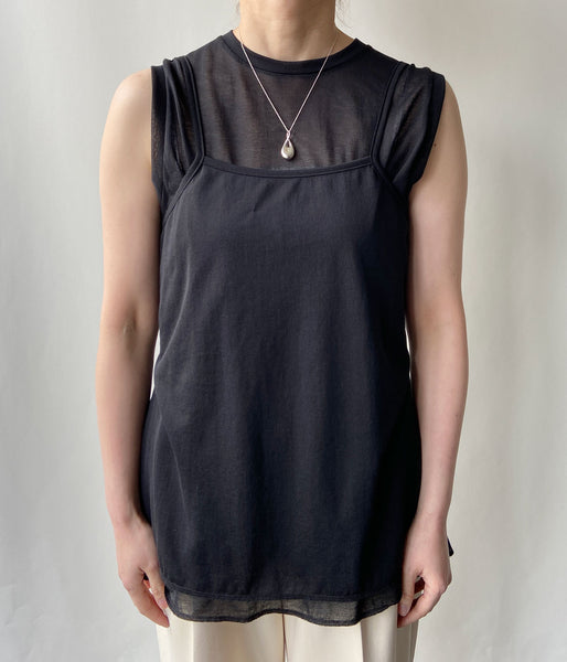 PHEENY/COTTON NYLON SHEER N/S ENSEMBLE(BLACK)