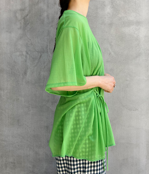 PHEENY/COTTON NYLON SHEER DRAPE S/S(GREEN)