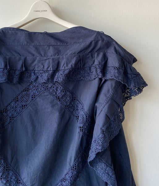 FUMIKA_UCHIDA/OVER-DYED CUSHION TOP_OVERSIZED(NAVY)