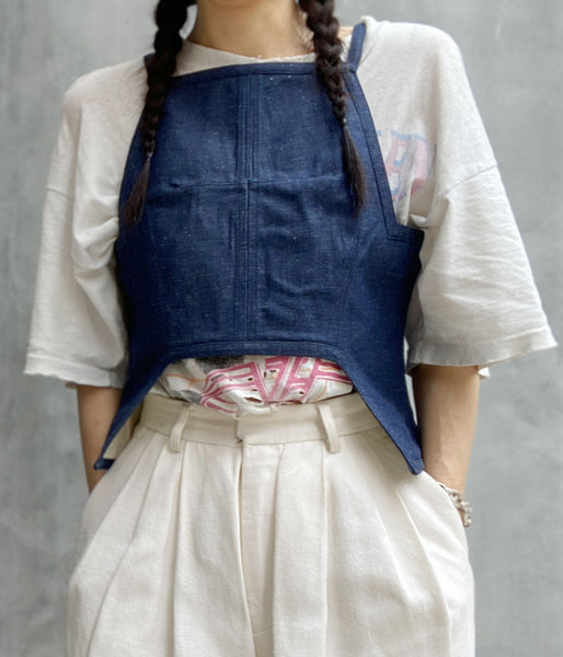 FUMIKA_UCHIDA/NEPPED DENIM SQUARE-NECK TOP(INDIGO)