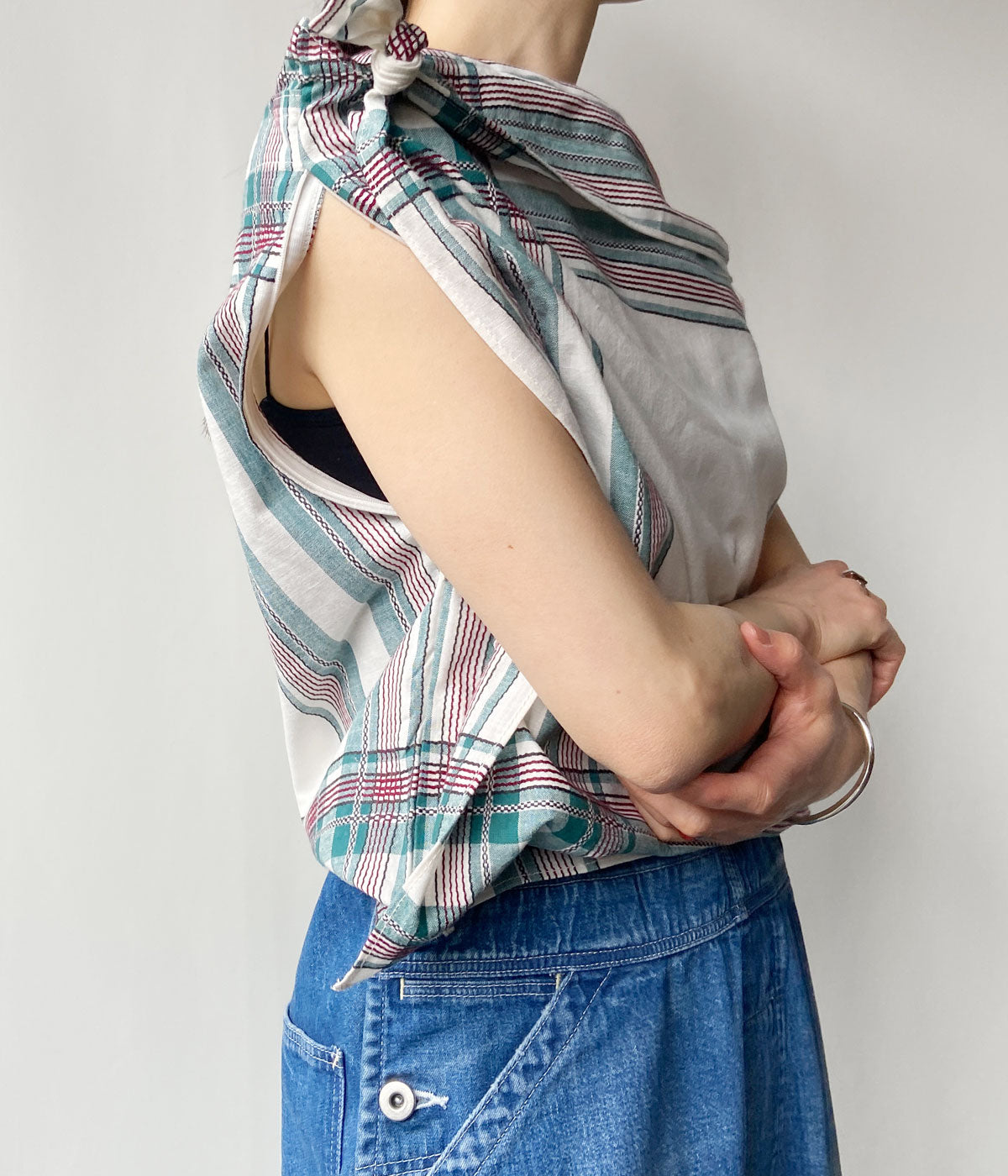 FUMIKA_UCHIDA/HANDKERCHIEF PULLOVER TOP(GREEN PLAID)
