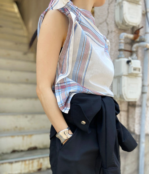 FUMIKA_UCHIDA/HANDKERCHIEF PULLOVER TOP(SAX PLAID)