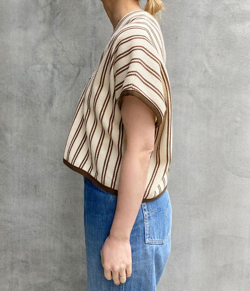 PHEENY/COTTON INRAY STRIPE SHORT TOPS(IVORY)