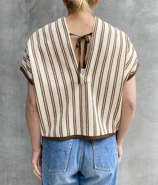 PHEENY/COTTON INRAY STRIPE SHORT TOPS(IVORY)