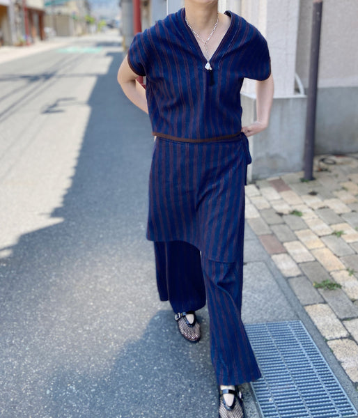 PHEENY/COTTON INRAY STRIPE PANTS WITH APRON(NAVY)