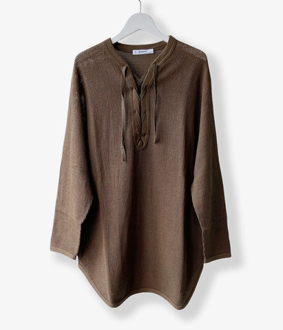 PHEENY/BASKET MESH LACE UP L/S(KHAKI)