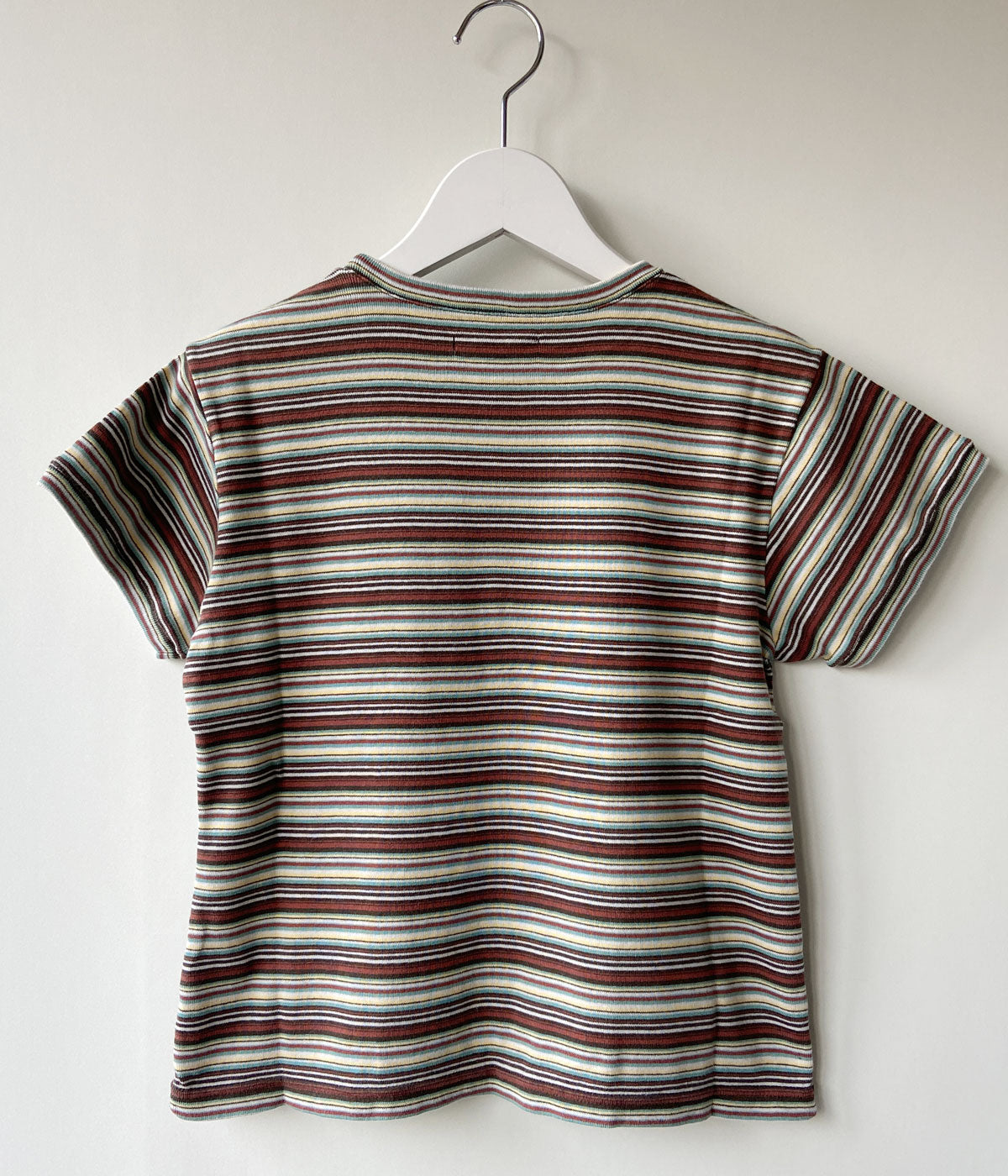 FUMIKA_UCHIDA/MULTICOLOR STRIPE T-SHIRT(BROWN/BORDEAUX/GREEN)