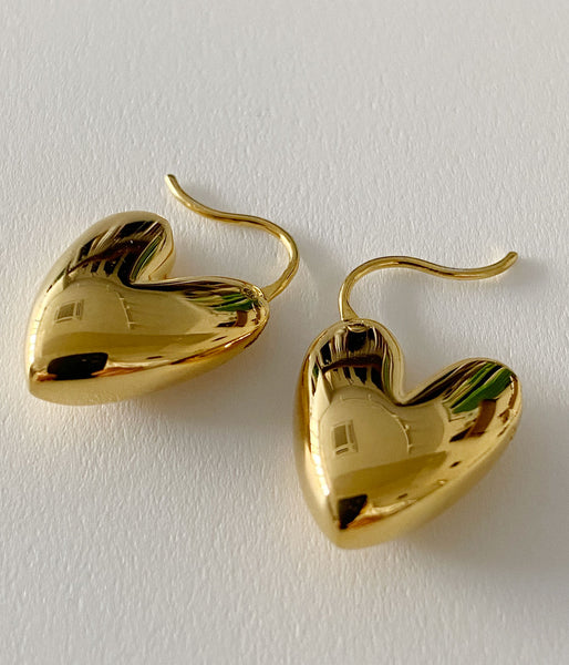 R.ALAGAN/TINY PUFFY HEART HOOPS