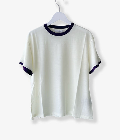 PHEENY/WOOL JERSEY RINGER TEE(WHITE)