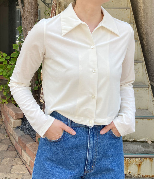 PHEENY/SHEER VELOUR SHIRT(IVORY)