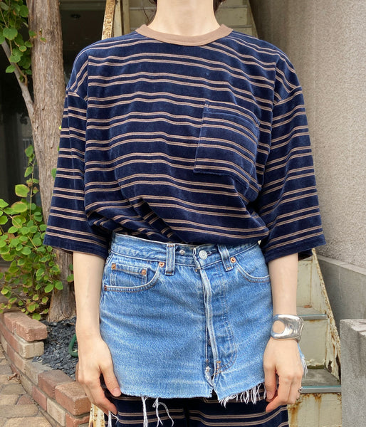PHEENY/VELVET BORDER S/S(NAVY)