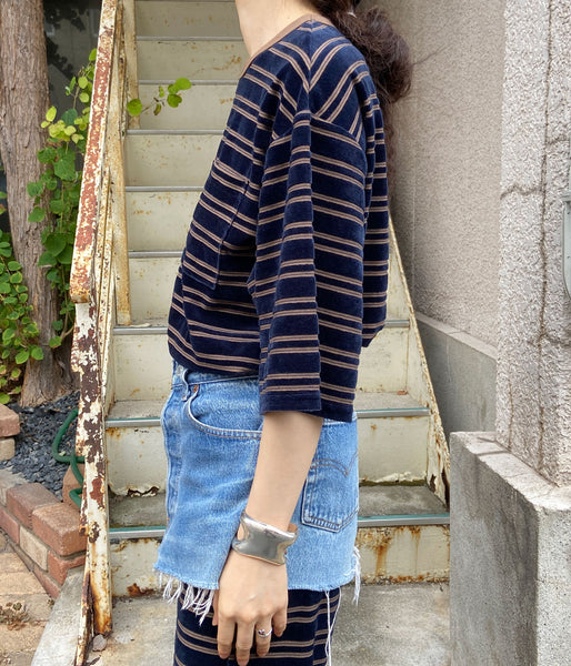PHEENY/VELVET BORDER S/S(NAVY)