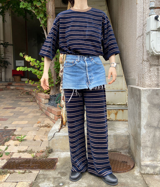 PHEENY/VELVET BORDER S/S(NAVY)