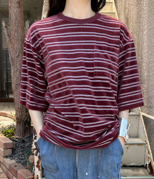 PHEENY/VELVET BORDER S/S(BURGUNDY)