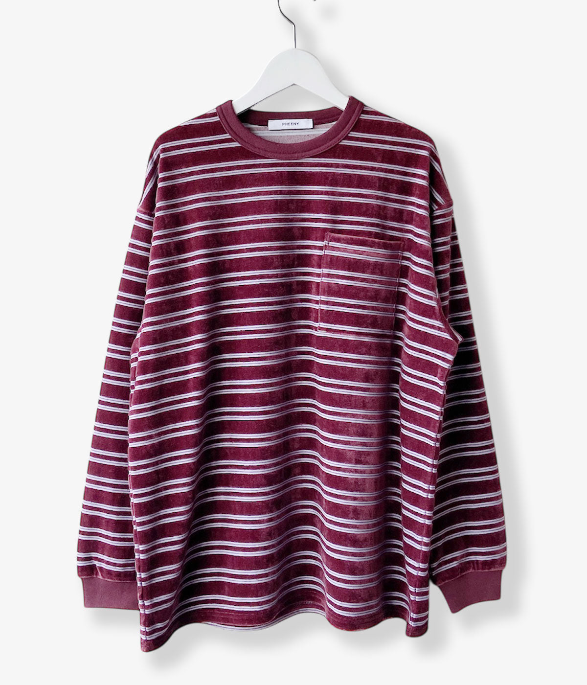 PHEENY/VELVET BORDER L/S(BURGUNDY)