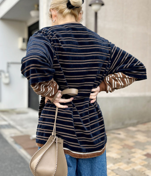 PHEENY/VELVET BORDER L/S(BROWN)