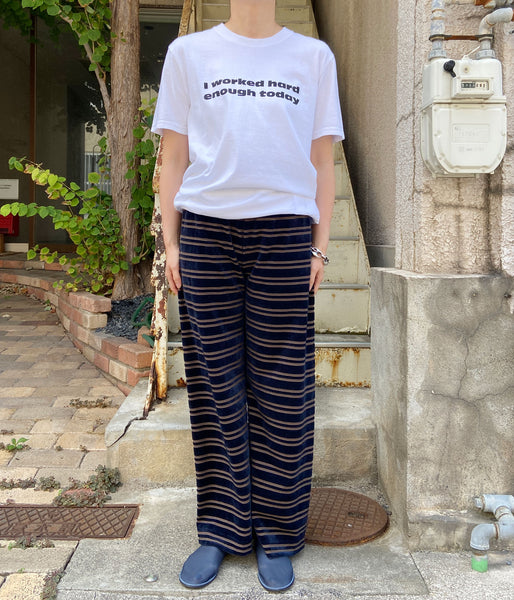 PHEENY/VELVET BORDER WIDE PANTS(NAVY)