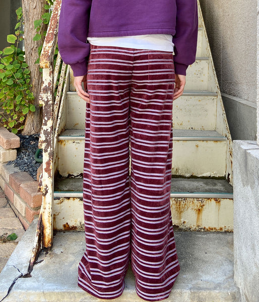 PHEENY/VELVET BORDER WIDE PANTS(BURGUNDY)