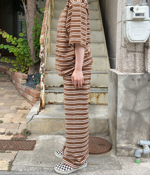 PHEENY/VELVET BORDER WIDE PANTS(BROWN)