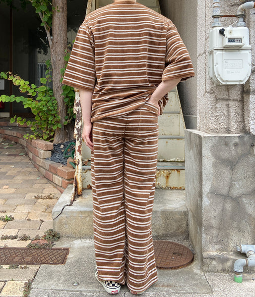 PHEENY/VELVET BORDER WIDE PANTS(BROWN)
