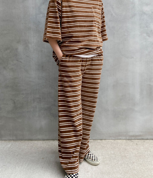 PHEENY/VELVET BORDER WIDE PANTS(BROWN)