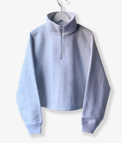 PHEENY/ATHLETIC FLEECE HALF ZIP P/O SHORT(GRAY)