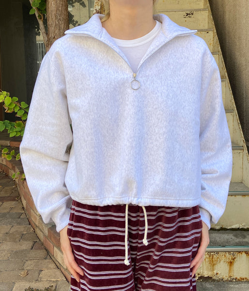 PHEENY/ATHLETIC FLEECE HALF ZIP P/O SHORT(GRAY)