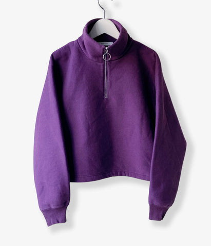 PHEENY/ATHLETIC FLEECE HALF ZIP P/O SHORT(PURPLE)