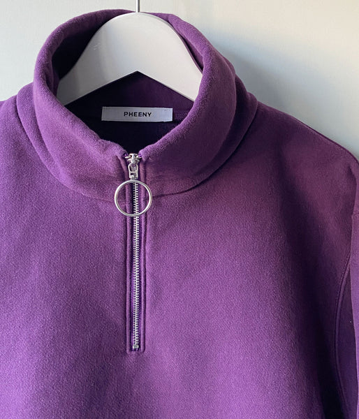 PHEENY/ATHLETIC FLEECE HALF ZIP P/O SHORT(PURPLE)
