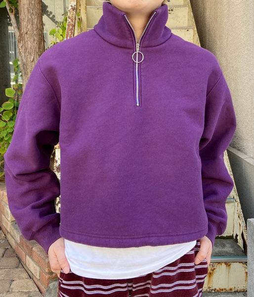 PHEENY/ATHLETIC FLEECE HALF ZIP P/O SHORT(PURPLE)