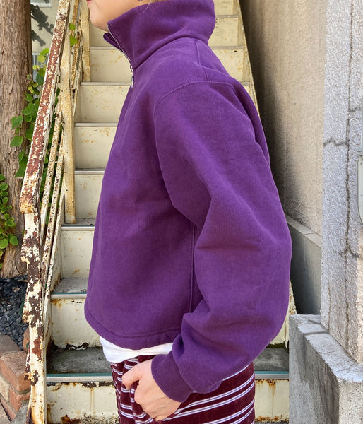 PHEENY/ATHLETIC FLEECE HALF ZIP P/O SHORT(PURPLE)