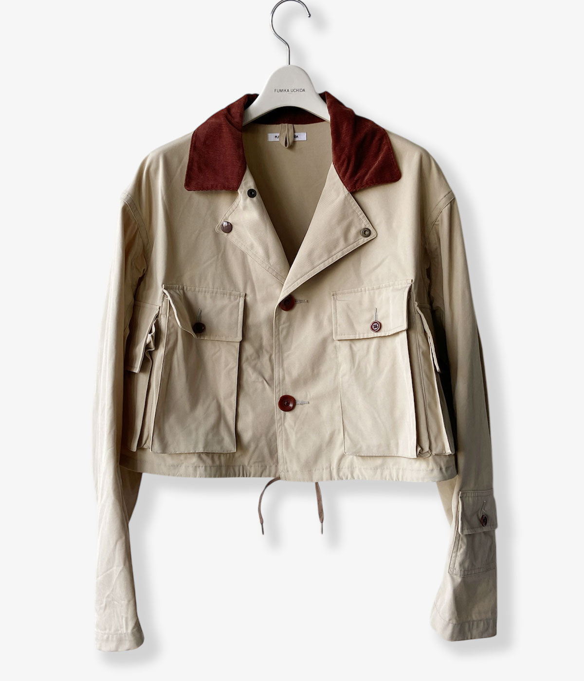 FUMIKA_UCHIDA/POPLIN SHORT JACKET(SAND/BORDEAUX)