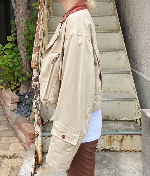 FUMIKA_UCHIDA/POPLIN SHORT JACKET(SAND/BORDEAUX)