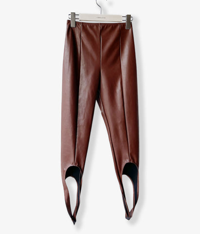 FUMIKA_UCHIDA/STRETCH VEGAN LEATHER STIRRUPS LEGGINGS(MID BROWN)