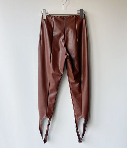 FUMIKA_UCHIDA/STRETCH VEGAN LEATHER STIRRUPS LEGGINGS(MID BROWN)