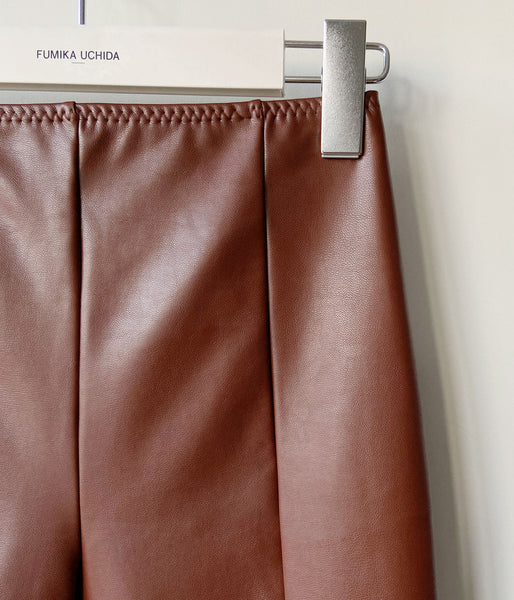 FUMIKA_UCHIDA/STRETCH VEGAN LEATHER STIRRUPS LEGGINGS(MID BROWN)