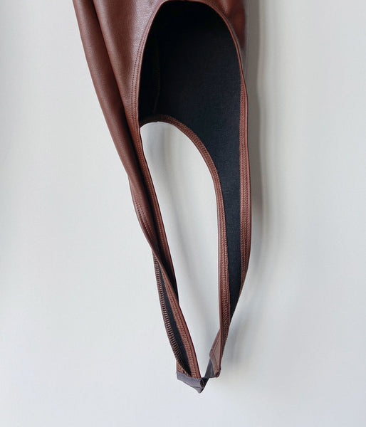 FUMIKA_UCHIDA/STRETCH VEGAN LEATHER STIRRUPS LEGGINGS(MID BROWN)