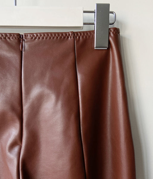 FUMIKA_UCHIDA/STRETCH VEGAN LEATHER STIRRUPS LEGGINGS(MID BROWN)