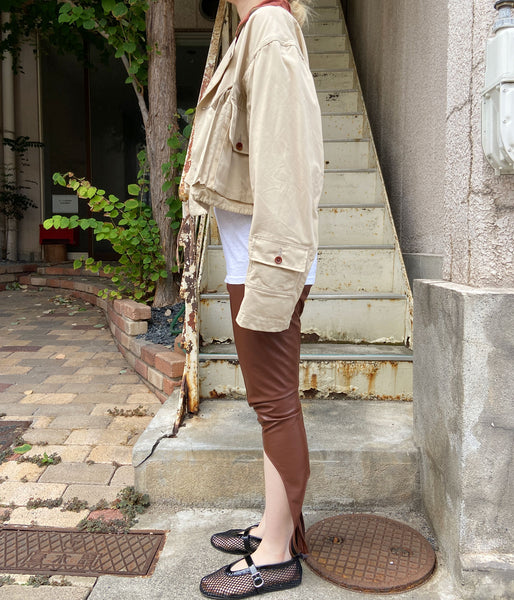 FUMIKA_UCHIDA/STRETCH VEGAN LEATHER STIRRUPS LEGGINGS(MID BROWN)