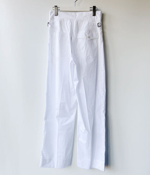 FUMIKA_UCHIDA/COATED COTTON SIDE TRIM SLACKS(WHITE)