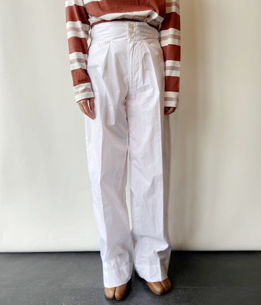 FUMIKA_UCHIDA/COATED COTTON SIDE TRIM SLACKS(WHITE)