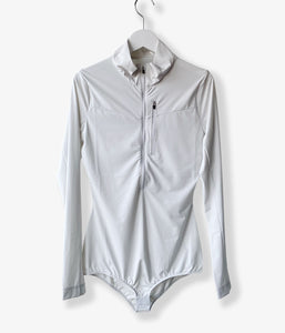 FUMIKA_UCHIDA/NYLON JERSEY HALF-ZIP BODYSUIT(LIGHT GREY)