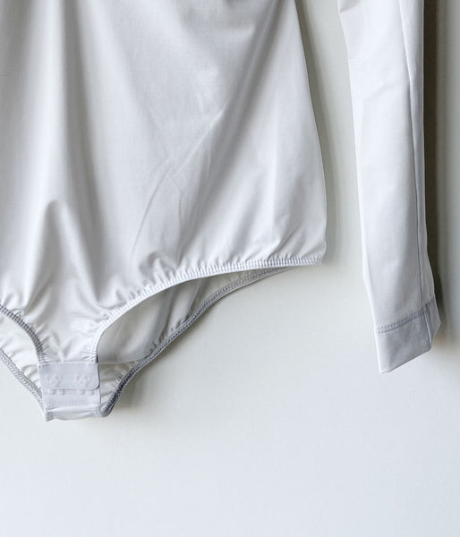 FUMIKA_UCHIDA/NYLON JERSEY HALF-ZIP BODYSUIT(LIGHT GREY)