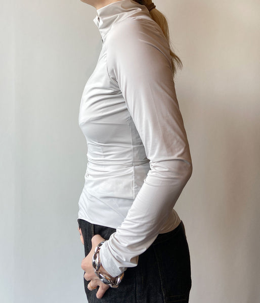 FUMIKA_UCHIDA/NYLON JERSEY HALF-ZIP BODYSUIT(LIGHT GREY)