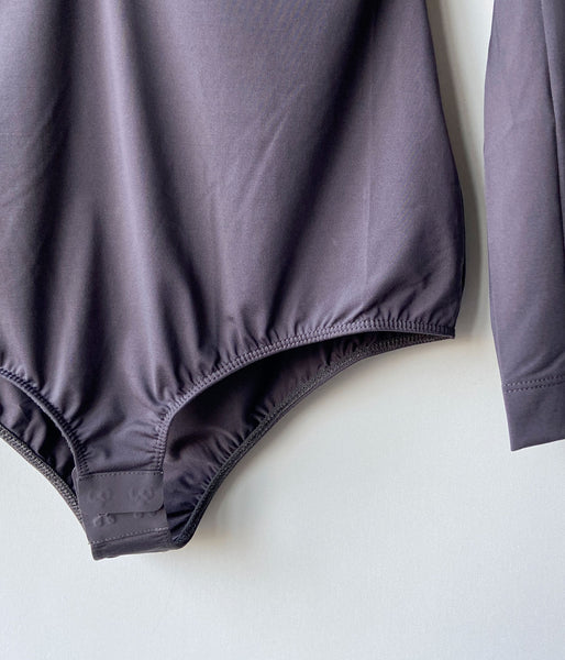 FUMIKA_UCHIDA/NYLON JERSEY HALF-ZIP BODYSUIT(TAUPE)