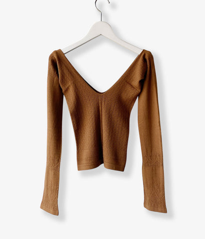 FUMIKA_UCHIDA/SILK LACE KNITTING TIGHTS TOP(LIGHT BROWN)
