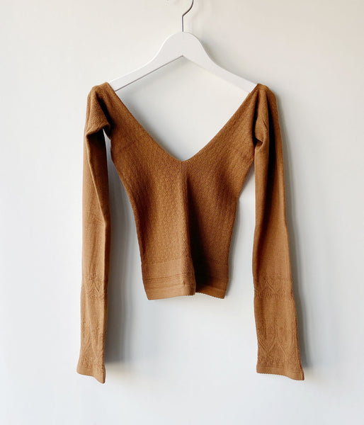 FUMIKA_UCHIDA/SILK LACE KNITTING TIGHTS TOP(LIGHT BROWN)